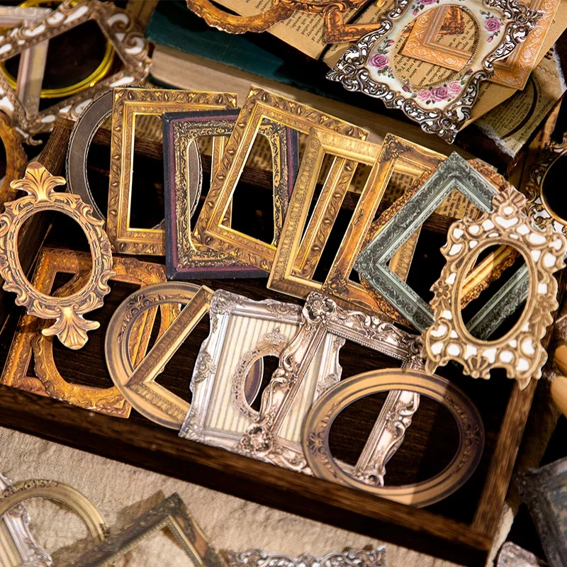 Journamm 30 개/갑 빈티지 컷 아웃 프레임 장식 종이 정크 저널 DIY Scrapbooking 콜라주 재료 플래너 Creative Stationery