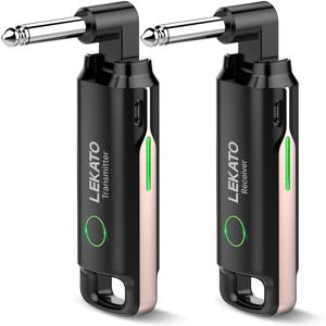 LEKATO 송신기 수신기 WS-70 무선 기타 시스템, 내장 충전식 오디오 기타 무선 시스템, 70 채널, 40M