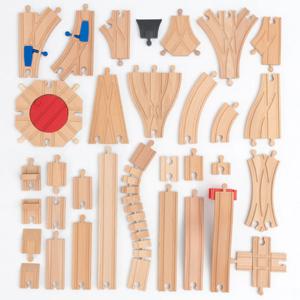 나무 트랙 액세서리 종류 너도밤 나무 나무 철도 기차 트랙 장난감 Biro에 적합 모든 브랜드 나무 트랙 어린이 교육 장난감