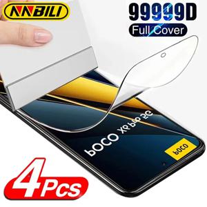 샤오미 포코 X6 F5 Pro F4 GT F3 C65, 포코 X3 X4 X5 M4 M3 M6 Pro GT 5G M5S용 하이드로겔 필름 4매