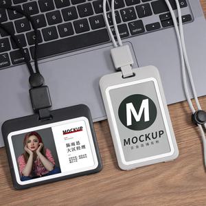 릴 홀더 끈 배지 홀더가있는 하드 플라스틱 ID 액세서리 투명 식별 카드 홀더 휴대용 카드 소지자