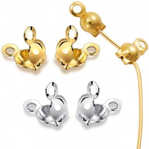 50/100pcs 스테인레스 스틸 골드 도금 커넥터 걸쇠 크림프 엔드 비즈 팔찌 목걸이 체인 DIY 쥬얼리 용품 만들기