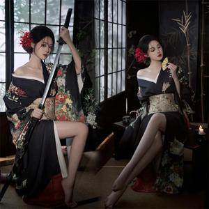 기모노 여성 일본 전통 유카타 하오리 기모노 코스프레 블라우스 가운 여성 여름 패션 사진 의류 파티 드레스