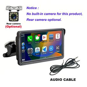 폴라랜더 7인치 터치스크린 모니터 (무선 애플 카플레이 및 안드로이드 오토 지원, 듀얼 스피커 내장 카 스테레오 멀티미디어)