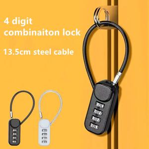 휴대용 아연 합금 4자리 비밀번호 잠금 와이어 로프 도난 방지 백팩 지퍼 잠금 자물쇠 여행용 콤비네이션 잠금 장치