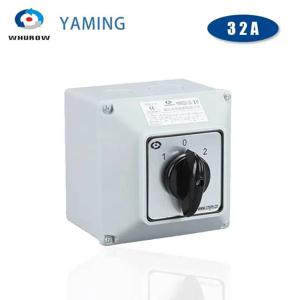 LW26 YMW26-32A 전환 캠 로타리스 스위치, 2 극, 방수 박스 포함, IP65 선택 인터럽터, 실버 접점