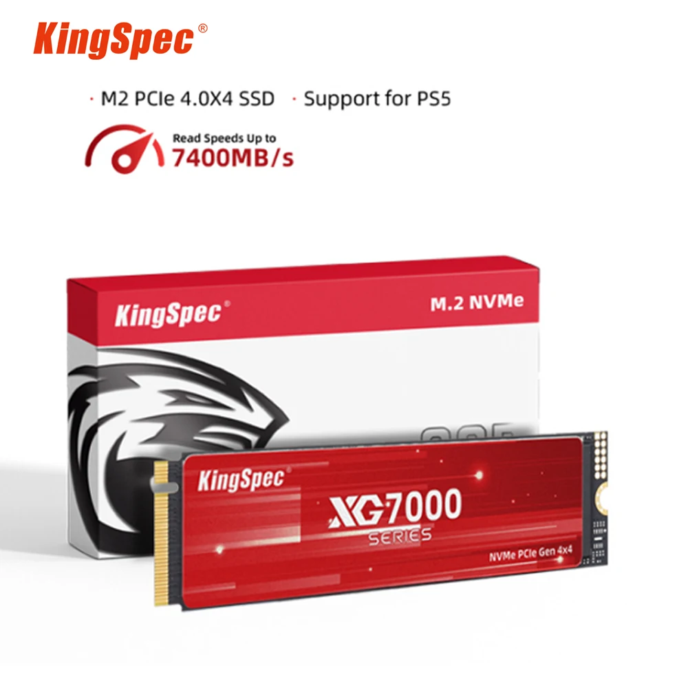 KingSpec PCIe4.0 M.2 NVMe SSD 1TB 2TB 4TB 8TB PS5 게이밍 7400MB/s 내장형 솔리드 스테이트 드라이브 M Key 2280 SSD (콘텐츠 제작자용)