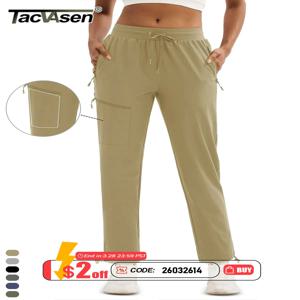 TACVASEN UPF50+ 여성용 속건성 카고 바지, 야외 하이킹, 포켓 4 개, 스웻팬츠 통기성 방수 UV 차단 바지