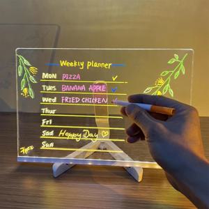 LED 조명 매직 노트 보드, 데스크탑 메모, 지울 수 있는 화이트 보드, 어린이용 DIY 페인팅, 7 색 펜