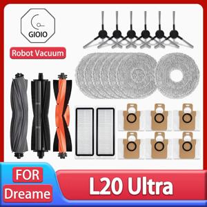 Dreame L20 울트라 로봇 진공 예비 부품 고무 메인 사이드 브러쉬 걸레 천 HEPA 필터 먼지 봉투 액세서리 교체