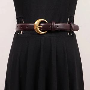 여성용 빈티지 골드 버클 정품 가죽 커머번즈, 여성용 원피스 코르셋, 허리띠 벨트 장식, 와이드 벨트, R2243