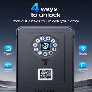 Hollarm 지문 암호 안전 상자 스마트 키 벽걸이 형 잠금 상자 IC 카드 잠금 해제 Bluetooth 연결은 OKLOK APP와 함께 작동합니다.