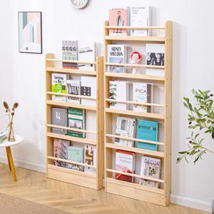 단단한 나무 책꽂이, 문짝 뒤 좁은 책꽂이, 공간 절약, 어린이 잡화 탄창, 그림 책 보관대