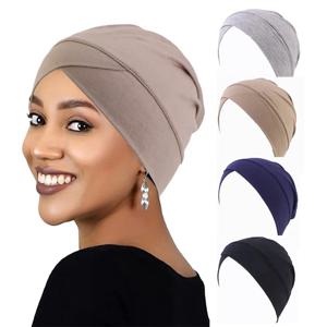 1PCS 여성 모달 코튼 크로스 터번 이슬람 Headwrap 소프트 비니 내부 Underscraf 모자 헤드 커버 Hijabs 레이디 Chemo 모자