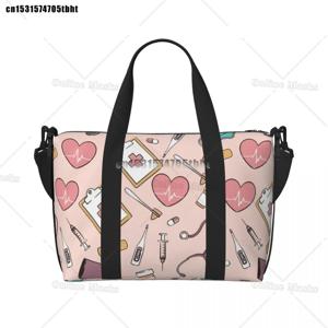 간호 패턴 간호사 비치 토트 백 여성용 건강 관리 큰 구획 체육관 비치 여행 가방
