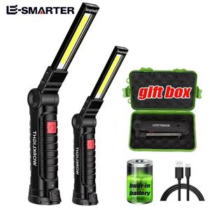 COB LED 작업 조명 디밍이 가능한 USB 충전식 LED 손전등 검사 램프(자석 후크 포함) 보조베터리 18650 배터리 토치