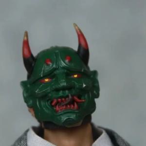 6'' 피규어용 1:12 스케일 군인 녹색 사무라이 마스크 모델