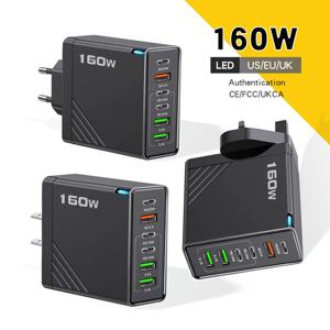 160W 멀티 포트 USB 유형 C 충전기 아이폰에 대 한 빠른 충전 전화 충전기 어댑터 삼성 Xiaomi EU/US/UK 플러그 USB 벽 충전기