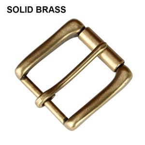 40mm 고품질 솔리드 브래스 금속 힐 바 버클 엔드 바 롤러 버클 직사각형 가죽 공예 벨트 스트랩 용 단일 핀