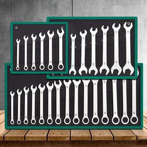 초박형 오픈 엔드 렌치 세트 6-27mm 플럼 렌치 조합형 유니버설 듀얼 헤드 라쳇 스패너 세트 자동차 수리 도구