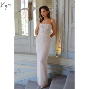 교토 화이트 진주 인어 웨딩 드레스 레이스 업 오프 숄더 맞춤형 جديد في الفساتين 스윕 트레인 웨딩 드레스 2025