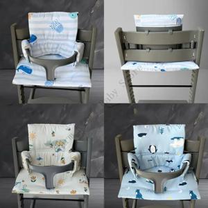 부드러운 면 소재 아기 식탁의자 시트 쿠션 귀여운 만화 캐릭터 두꺼운 아기 식탁의자 시트 쿠션 및 등받이 쿠션 지지 시트 패드