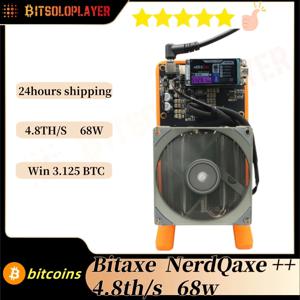 100% 새로운 Bitaxe NerdQaxe++ 4.8TH/s 68W 비트코인 ​​광부 솔로 복권 광부(120W 전원 공급 장치 포함)