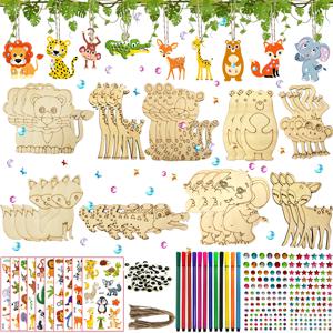 300PCS 동물 목공 키트, 동물 테마 공예, DIY 수제 키트, 올 시즌 목공 재료 키트, DIY 한에 적합