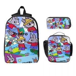 트로트로 만화 캐릭터 가방 세트 3종 (여아/남아용) + 필통 + 책가방 + 도시락 가방 (학생용)