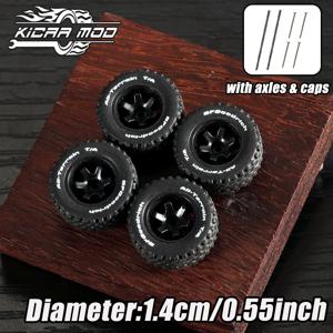 1/64 오프로드 모델 자동차 휠 (리벳 포함) - 다이캐스트 모델 자동차, 픽업 트럭용 14mm 타이어, 1:64 스케일 - 1세트 (4개)