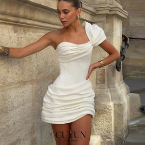 CUYUN 원숄더 섹시 미니 여성 프롬 드레스 백리스 맞춤형 시스 파티 드레스 신부 웨딩 파티 드레스 2025