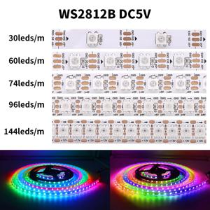5050 RGB LED 스트립 어드레서블 DC 5V 3핀 WS2812B IC 30 LEDs/M 60LEDs/M IP30 IP65 램프 방수 라이트 테이프 칩 LED 5M 디지털