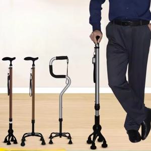 ‌ 경량 지팡이, 고무 팁이 있는 미끄럼 방지 쿼드 지팡이, 노인 이동성 지팡이, 노인을 위한 조절 가능한 지지대 지팡이