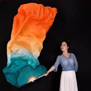 180cm 그라데이션 실크 벨리댄스 팬 핸드 다잉 플로위 엑스트라 롱 여성 연습용 공연 무대 의상 액세서리