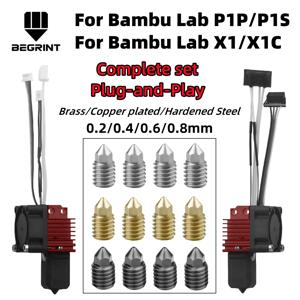 완전히 조립된 핫엔드, Bambu Lab X1 X1C P1P P1S용 핫엔드 (팬 업그레이드 2.0 및 노즐 포함) Bambu Lab X1 Carbon용