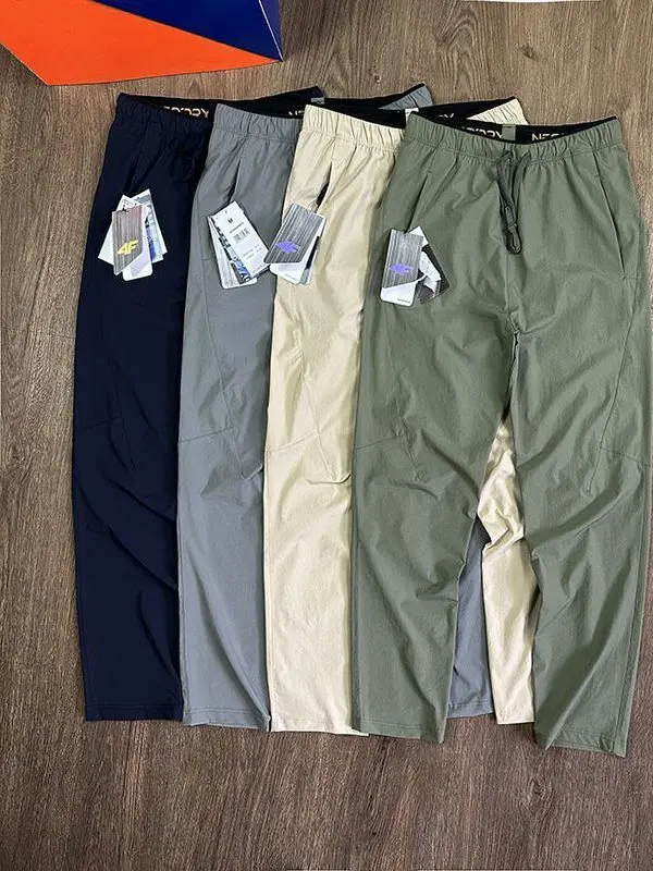 야외용 경량 방수 속건 통기성 여름용 얇은 남성용 신축성 스포츠 캐주얼 바지 루즈핏 스트레이트 레그