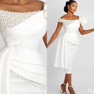 맞춤 제작된 고급 새틴 반짝이는 진주 장식의 럭셔리 웨딩드레스, 심플한 민소매 디자인, 고품질 신부 들러리 파티 패션 브라이덜 가운