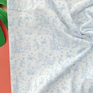 140x50cm 어린이 의류 천 및 배낭 봉제 천용 블루 버니 동물 캐릭터 인쇄 직물