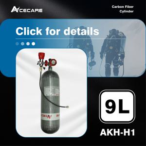 ACECARE 9L CE 탄소 섬유 실린더 HPA 공기 탱크 다이빙 충전 스테이션 포함 M18*1.5 4500Psi 300Bar 다이빙 SCBA