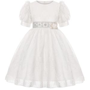 화이트 레이스 꽃무늬 리본 허리띠 공주 드레스, 미인 대회 가운, 졸업 무도회 가운, 웨딩 드레스 및 꽃 소녀 의상