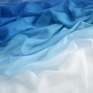 한복 무대 의상용 그라데이션 프린트 쉬폰 원단 큰 소매 드레스 웨딩 장식 무지개 DIY 재봉 공예 재료