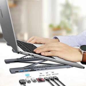 8 in 1 USB C 노트북 도킹 스테이션 스탠드 (USB C, 2개의 USB 3.1, SD/TF 카드 포트, PD 100W 지원), 맥북용 범용 도킹 스테이션