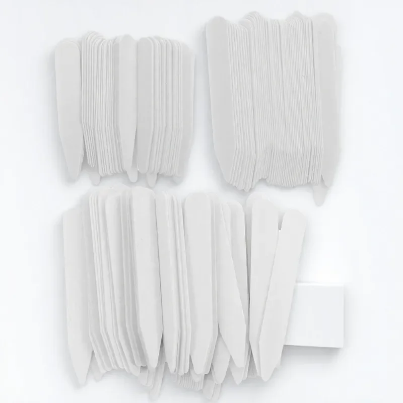 200개 화이트 플라스틱 칼라 스테이 3가지 사이즈(5cm, 6.5cm, 7cm) 남성 셔츠 액세서리 스티퍼 클립 커프스 버튼