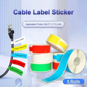 12*109mm 케이블 열 라벨 스티커 접착 롤 인쇄 가능한 스티커 테이프 종이 와이어 네트워크 식별용 D30 P11 P15