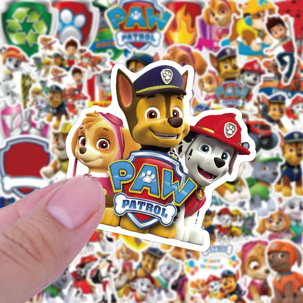 50개입 PAW 패트롤 스티커 만화 PVC 데칼 장난감 DIY 장식 방수 스케이트보드 여행가방 전화기 냉장고 자동차 선물