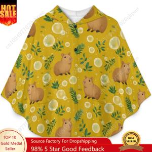 아늑한 플란넬 담요 스웨터, 귀여운 카피바라 버블스 포켓이 있는 오버사이즈 후드티 어린이와 청소년용