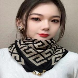 다용도 자석 잠금 실크 스카프 여성용 목걸이 게으른 사람들을 위한 스카프 펜던트 면 리넨 넥 워머 삼각 스카프