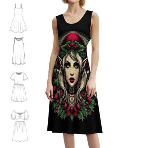 귀여운 크리스마스 요정 # 여성 스트리트웨어 파티 드레스 트렌디 프린트 클럽 의류 여성용 크리스마스 아트 홀리데이 아트 크리스마스