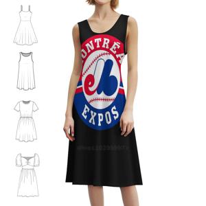엑스포 몬트리올 프레피 스타일 미니 드레스 여성용 A라인 루즈핏 캐주얼 데이 드레스 몬트리올 엑스포스 엑스포스 야구 몬트리올 여성