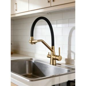 360도 회전 3-in-1 주방 싱크대 수도꼭지 정수 필터 탭, 온수, 냉수, 정수된 식수용 믹서